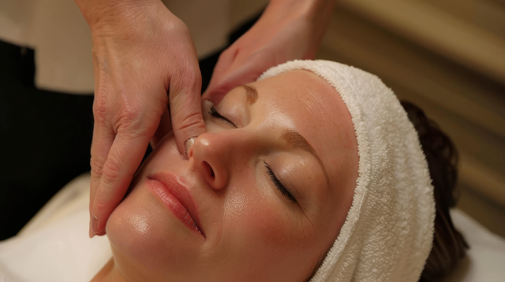 Professional performing skin rejuvenation in a med spa.